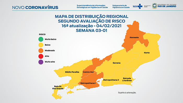 Estado do RJ permanece em bandeira amarela com baixo risco