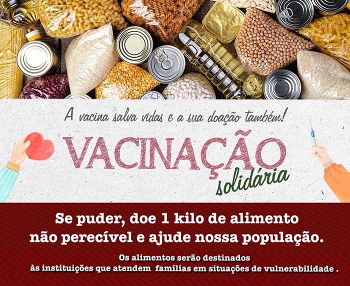 Campanha “Vacina Solidária” para arrecadação de alimentos em Itaperuna