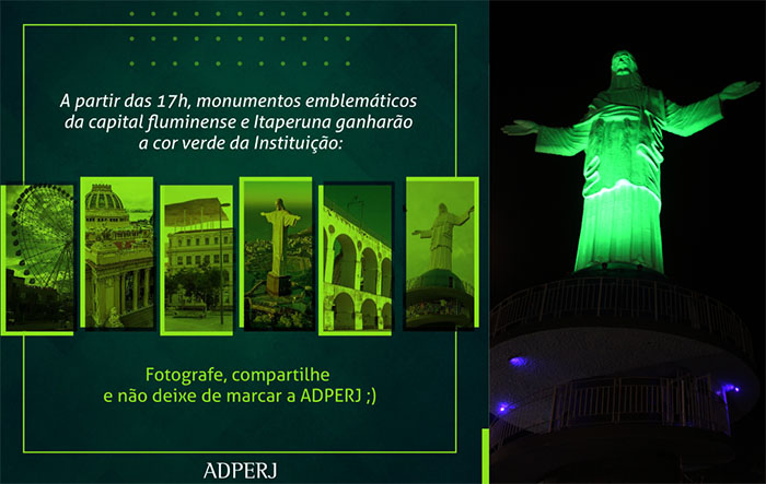 Itaperuna celebra o Dia da Defensoria Pública com iluminação no Cristo Redentor