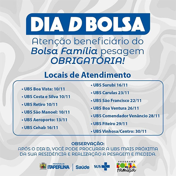 Atenção beneficiários do Bolsa Família em Itaperuna! 