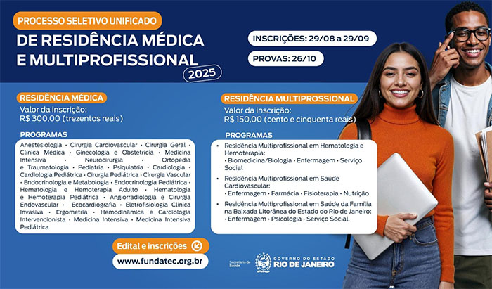 SES-RJ oferece 157 vagas para Residência Médica e Multiprofissional
